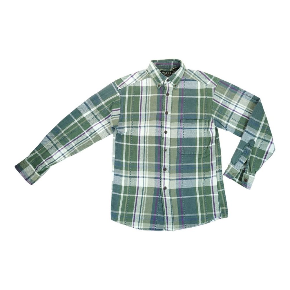 VTG Loafers Reed St James Shirt Men's S/CH Green Plaid Flannel Thick Heavyweight
